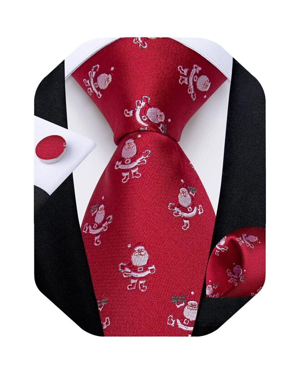 6876 Christmas Ties Xmas Holiday Necktie and Pocket Square Cufflinks Set